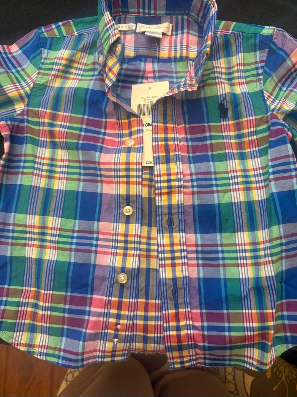 Ralph Lauren Boys Multicolor Plaid Button-Down Shirt - Blue, Green, Pink